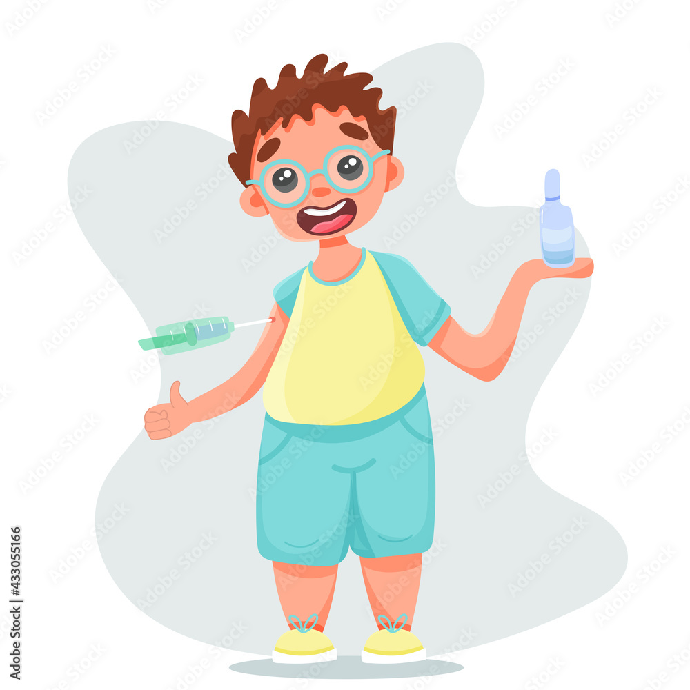 coronavirus vaccination of children vector. boy getting vaccinated. coronavirus vaccination of children vector. boy getting vaccinated.