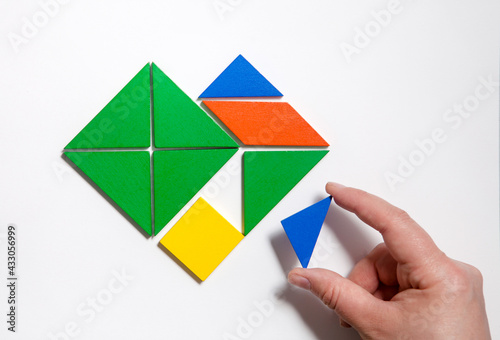 Heart of colorful tangrams