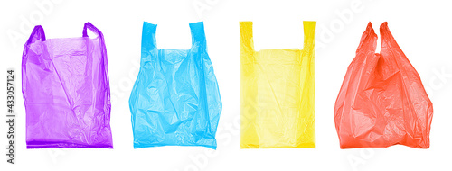 Collection of plastic bags isolated on white background