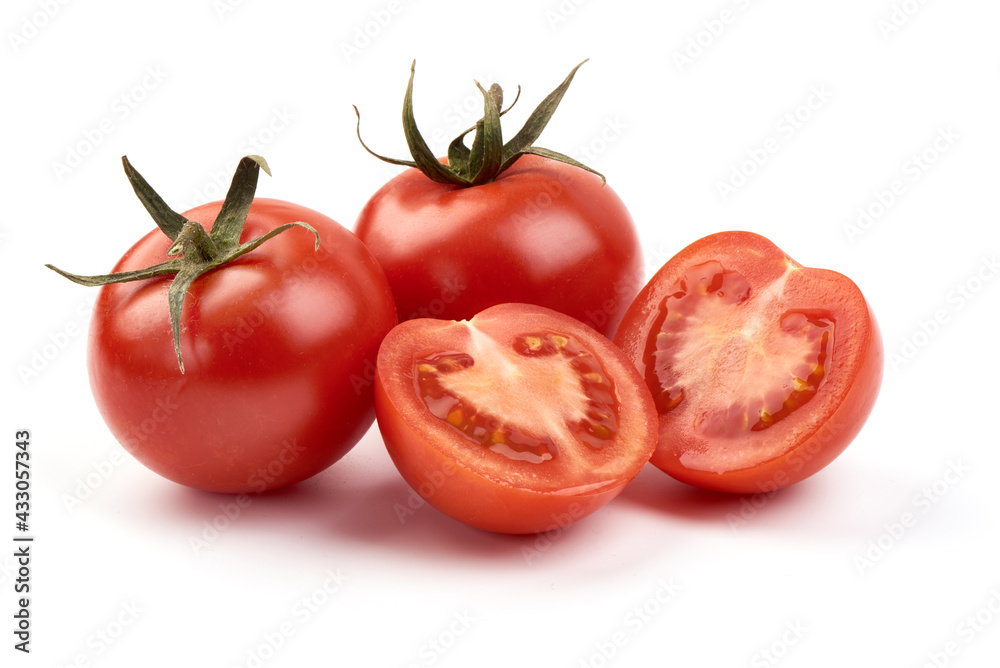 Fresh juicy tomatoes, isolated on white background. High resolution image Fresh juicy tomatoes, isolated on white background. High resolution image