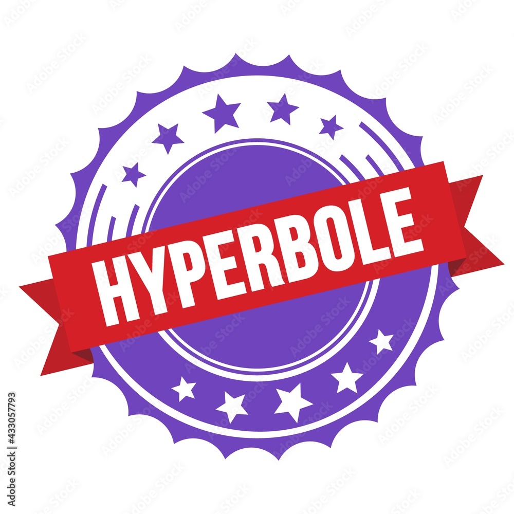 HYPERBOLE text on red violet ribbon stamp. HYPERBOLE text on red violet ribbon stamp.