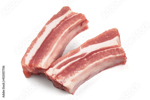 Pork ribs, isolated on white background. High resolution image