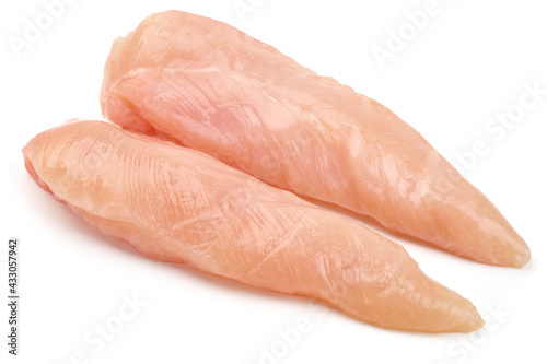 Chicken Breast Mini Fillets, isolated on white background. High resolution image.