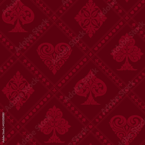 Playing cards suits vintage seamless pattern