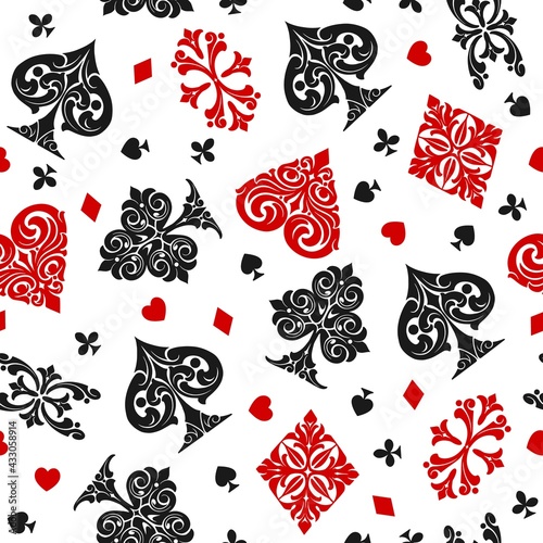 Playing cards vintage seamless pattern