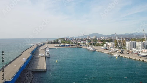 Imeretian yacht port from above, Adler, Sochi, Russia