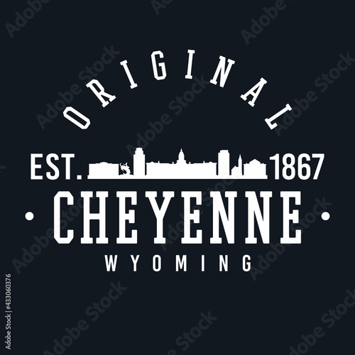 Cheyenne, WY, USA Skyline Original. A Logotype Sports College and University Style. Illustration Design Vector City. photo