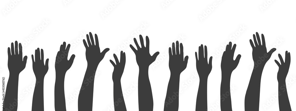 Set of silhouettes hands. Black human hands. Arms and hands raised. Vector illustration Set of silhouettes hands. Black human hands. Arms and hands raised. Vector illustration