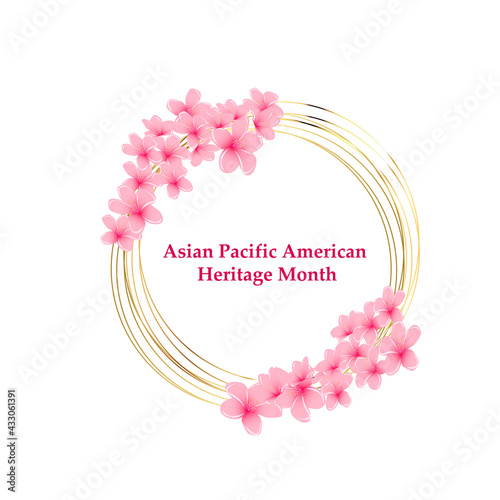 May Asian American and Pacific Islander Heritage Month. Illustration with text, Chinese pattern. Asia Pacific American Heritage Month