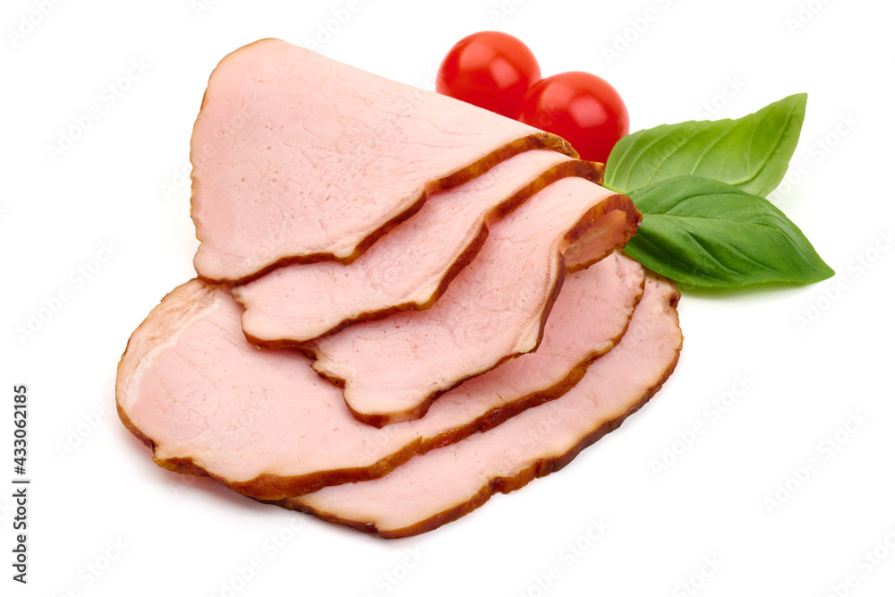 Smoked pork, isolated on white background. High resolution image Smoked pork, isolated on white background. High resolution image