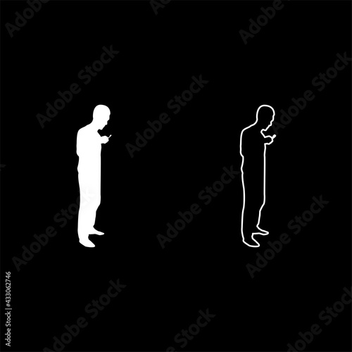 Man cleans teeth Male brushing Toothbrush hold in hand arm Taking care health Oral hygiene Healthy lifestyle concept Morning routine Dentalcare silhouette white color vector illustration solid 