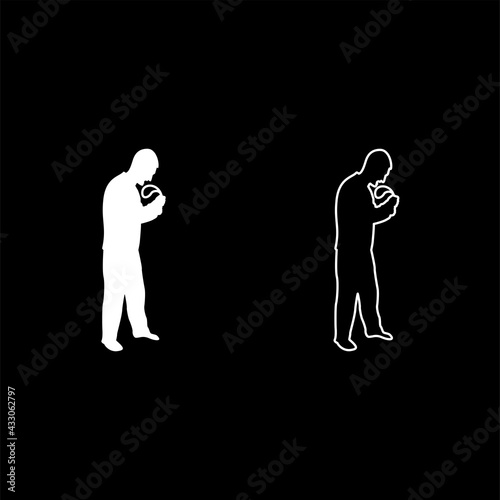 Angry man with belt in hand for punishment warns Violence in family concept Abuse idea Domestic trouble Fury male threatening victim Social problem Husband father emotionally aggression against human 