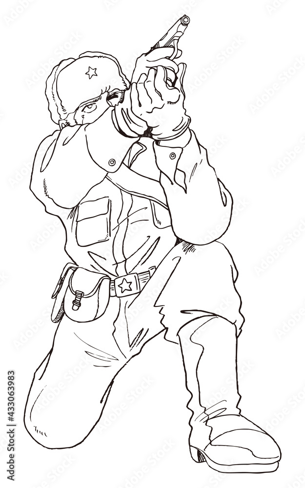 Fototapeta premium ソ連兵,射撃