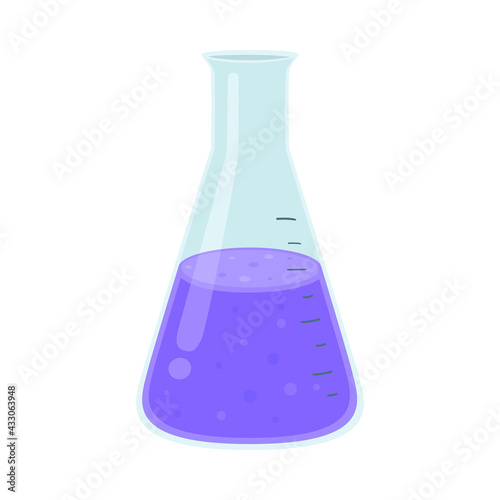 Erlenmeyer Flask Sign Emoji Icon Illustration. Laboratory Science Vector Symbol Emoticon Design Clip Art Sign Comic Style.