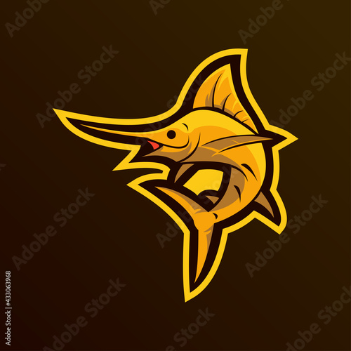 Swordfish Mascot Illustration Logo Template