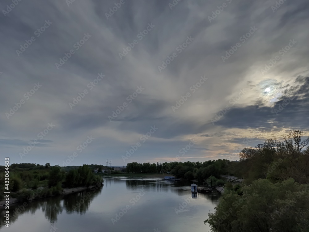 sunset over the river