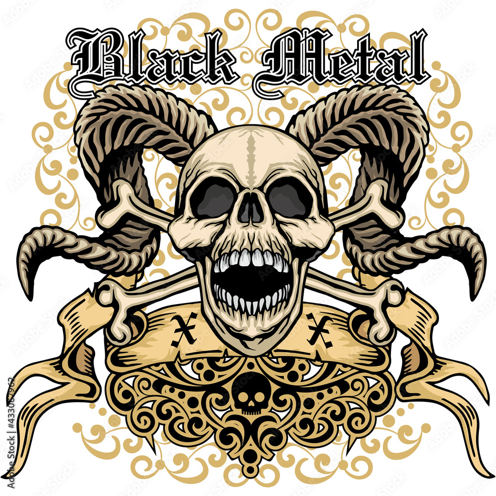 Fototapeta premium Gothic sign with skull, grunge vintage design t shirts 