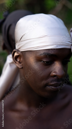Closeup of young man in do-rag