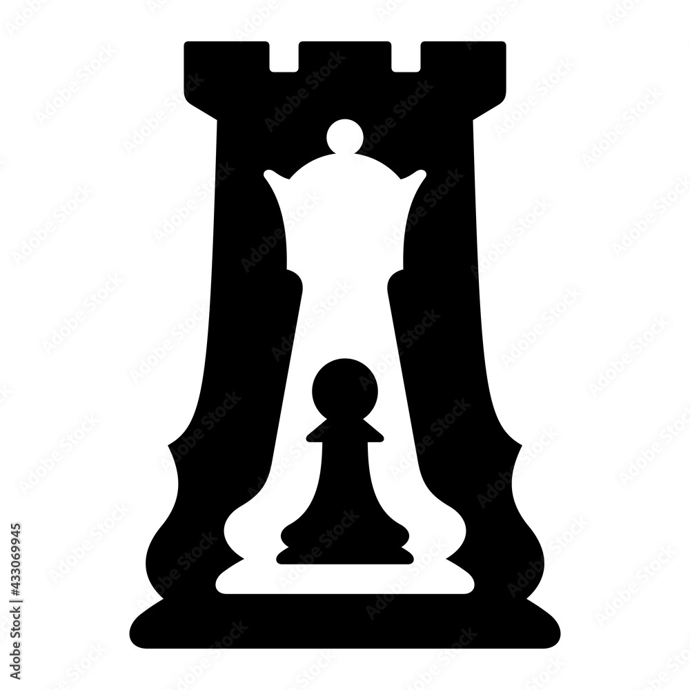 Chess abstract vector illustration. Chess pieces inside each other, rook, queen and pawn. Chess abstract vector illustration. Chess pieces inside each other, rook, queen and pawn.