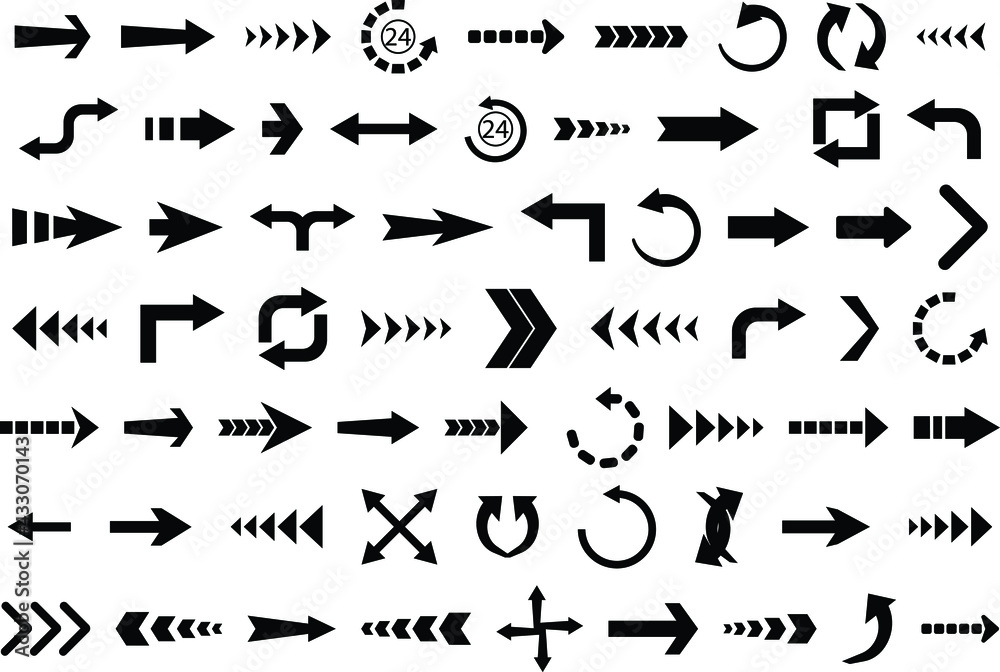 Arrows set of 40 black icons, Arrow vector collection, Cursor. Modern simple arrows Arrows set of 40 black icons, Arrow vector collection, Cursor. Modern simple arrows