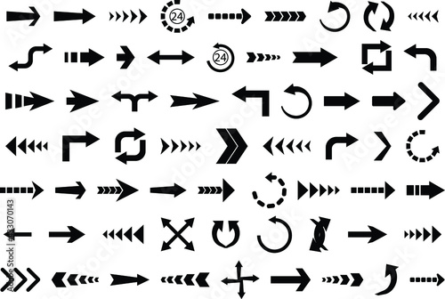Arrows set of 40 black icons  Arrow vector collection  Cursor. Modern simple arrows 