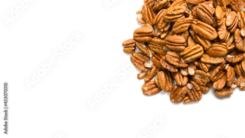 Pecan-nut isolated on white background.