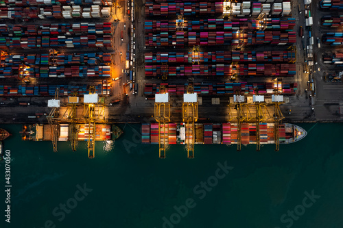 Container ship in import export and business logistic, service International transportation, Business