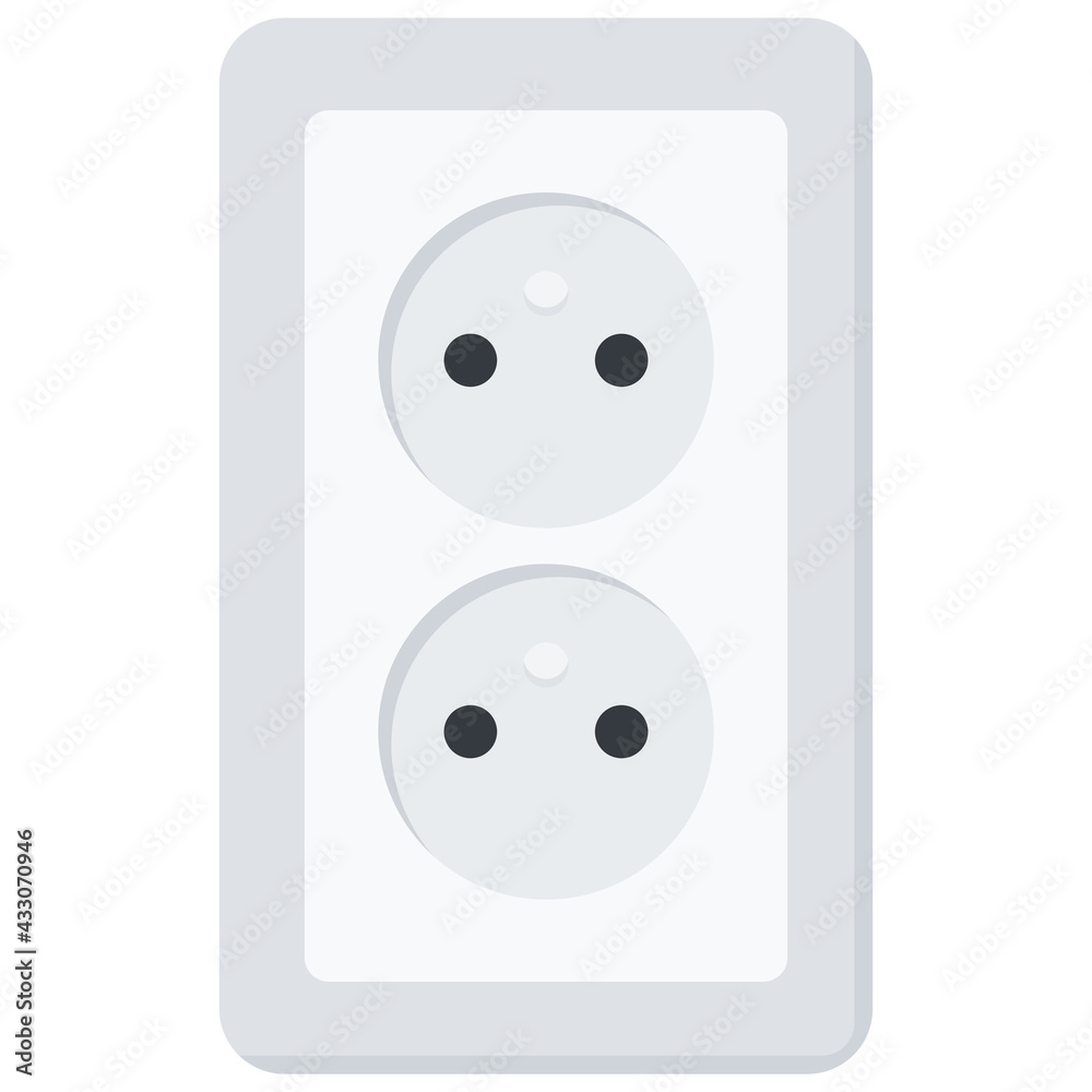 White Flat Wall Socket Vector Illustration Icon White Flat Wall Socket Vector Illustration Icon