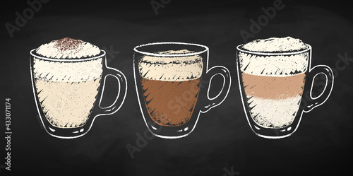 Chalked collection of coffee cups