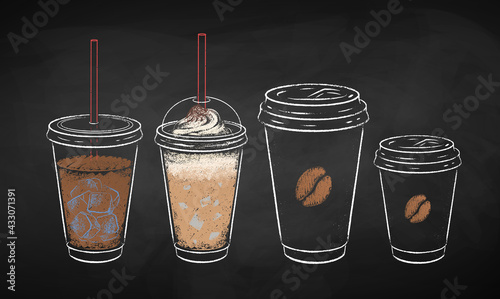 Chalked collection of coffee cups