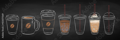 Chalked collection of coffee cups