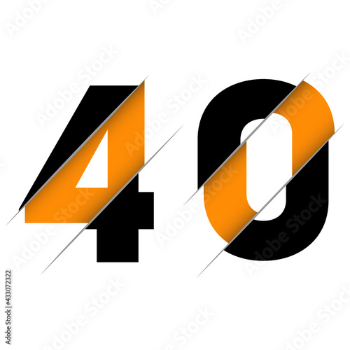 40 4 0 Number Logo Design with a Creative Cut and Black Circle Background. Creative logo design.