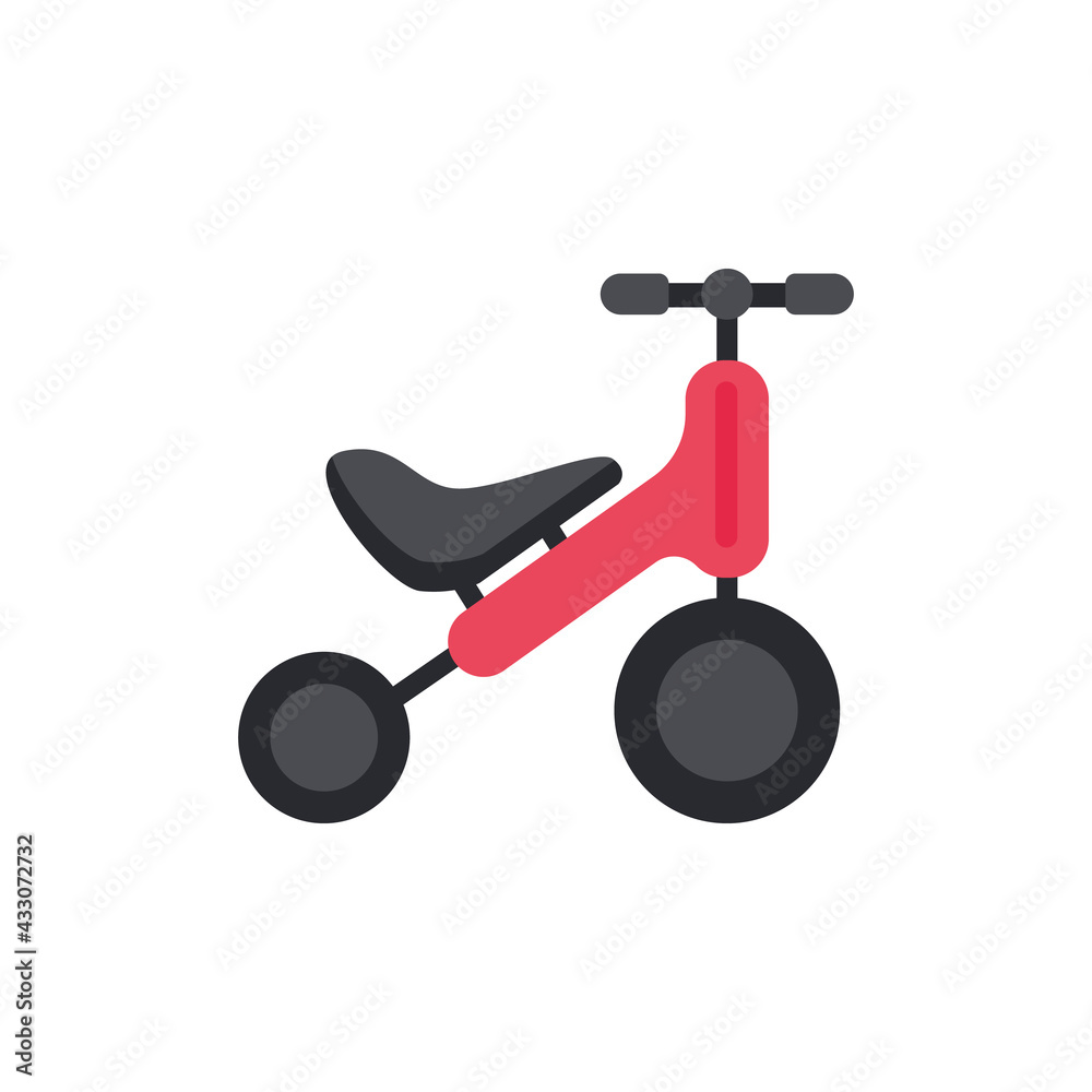 Childrens bike without pedals or runovel, flat vector illustration isolated.