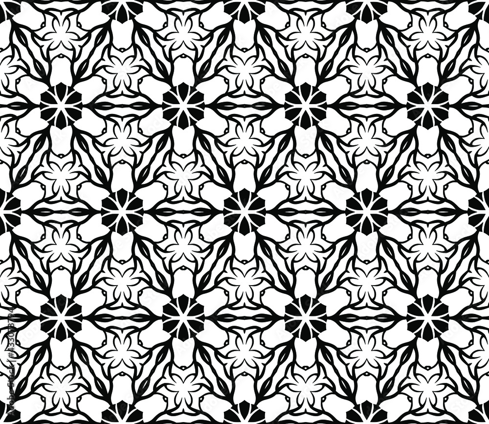 Abstract seamless pattern with decorative motif. Stylish black texture. Ornate illustration. Abstract seamless pattern with decorative motif. Stylish black texture. Ornate illustration.