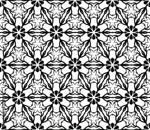 Abstract seamless pattern with decorative motif. Stylish black texture. Ornate illustration.