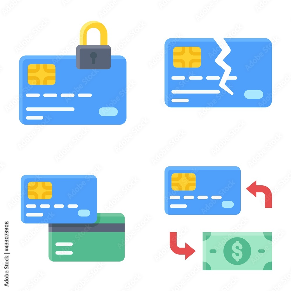 Credit or Debit card icon set Payment related vector