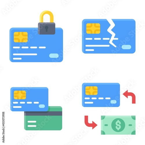 Credit or Debit card icon set Payment related vector