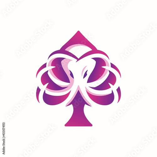 Spades octopus vector logo design premium