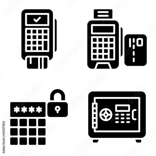 Payment terminal icon set Payment related vector