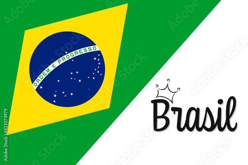 Brasil, flag of Brazil. Background with national country symbol. Vector illustration.