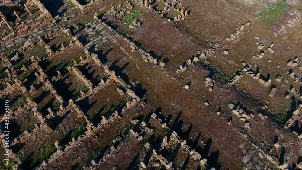 Prise de vue aérienne des ruines romaine de Timgad, Batna Algérie
