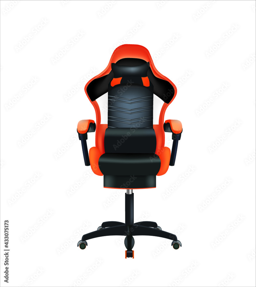 Realistic gaming chair, front view, vector illustration Stock Vector