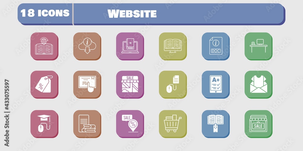 website icon set. included newsletter, shop, learn, learning, touchscreen, click, ereader, ebook, desktop, online-learning, elearning icons on white background. linear, filled styles. website icon set. included newsletter, shop, learn, learning, touchscreen, click, ereader, ebook, desktop, online-learning, elearning icons on white background. linear, filled styles.