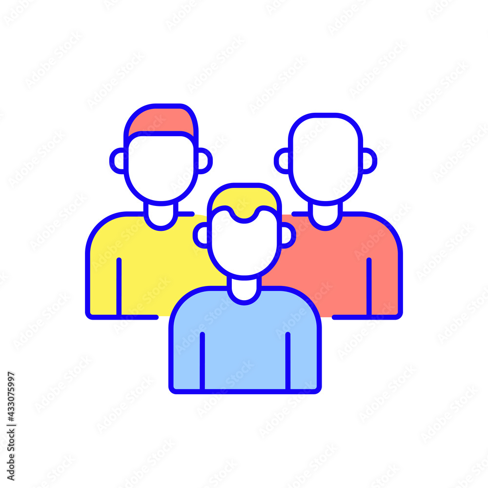 Business partnership RBG color icon. Synergy, teamwork, collaboration, research, meeting. Thin line vector illustration.