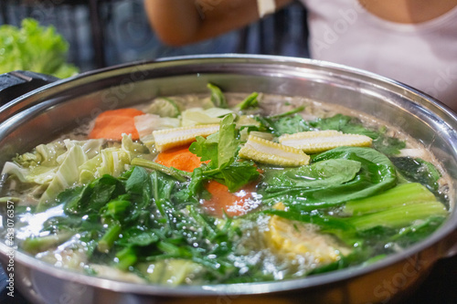 assorted vegetables in hot pot