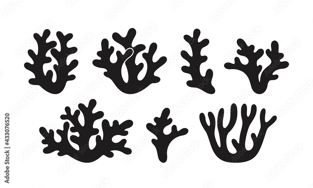 Fototapeta premium Coral logo. Isolated coral on white background. Set