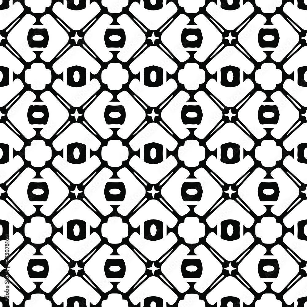 Fototapeta premium Geometric vector pattern with Black and white colors. Seamless abstract ornament for wallpapers and backgrounds.