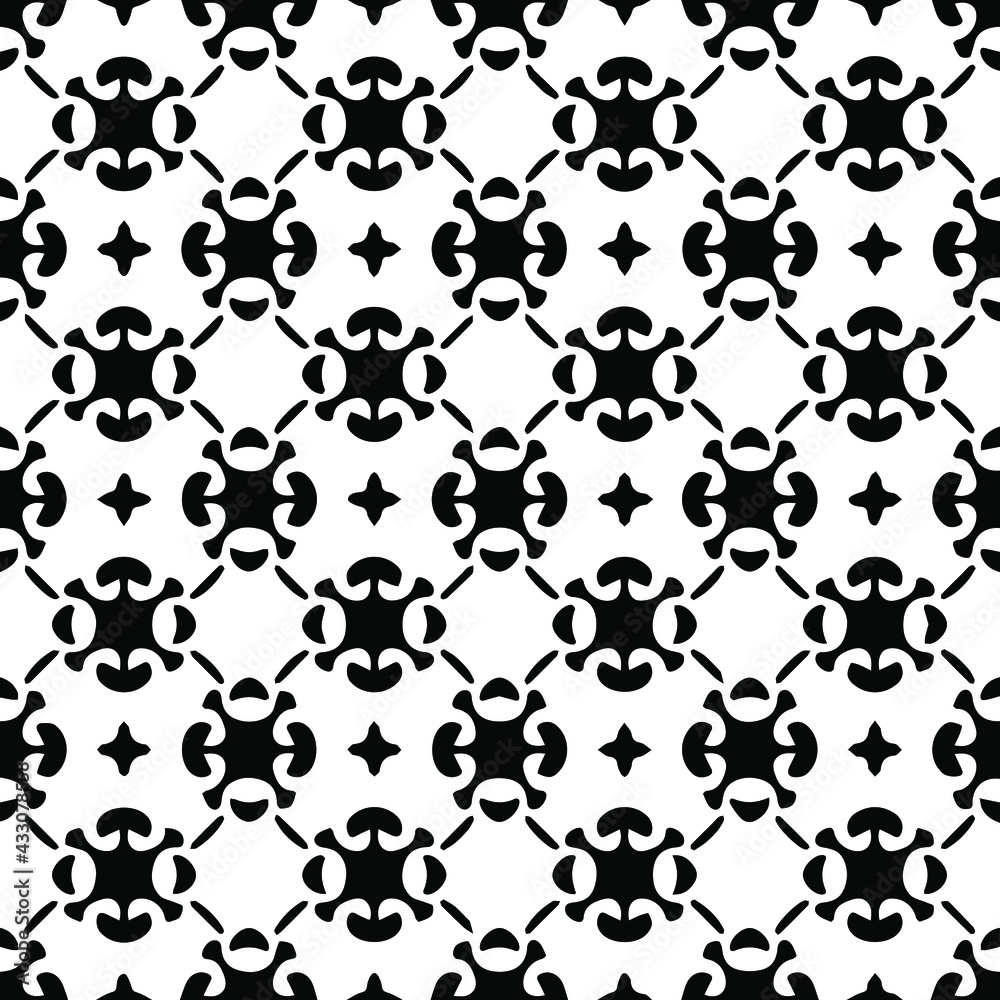  Geometric vector pattern with Black and white colors. Seamless abstract ornament for wallpapers and backgrounds.