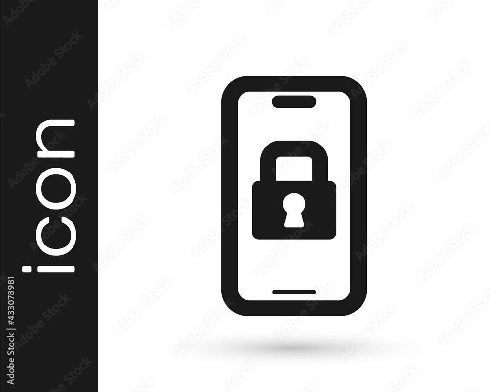 Black Digital door lock with wireless technology for lock icon isolated on white background. Door handle sign. Security smart home. Vector Black Digital door lock with wireless technology for lock icon isolated on white background. Door handle sign. Security smart home. Vector