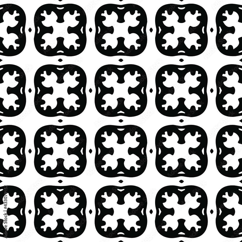 Geometric vector pattern with Black and white colors. Seamless abstract ornament for wallpapers and backgrounds.